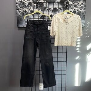 Mother denim with Free People cashmere cardi